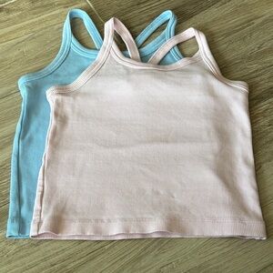 Zara Ribbed Tank Tops in Soft Pink and Light Blue size 9-10